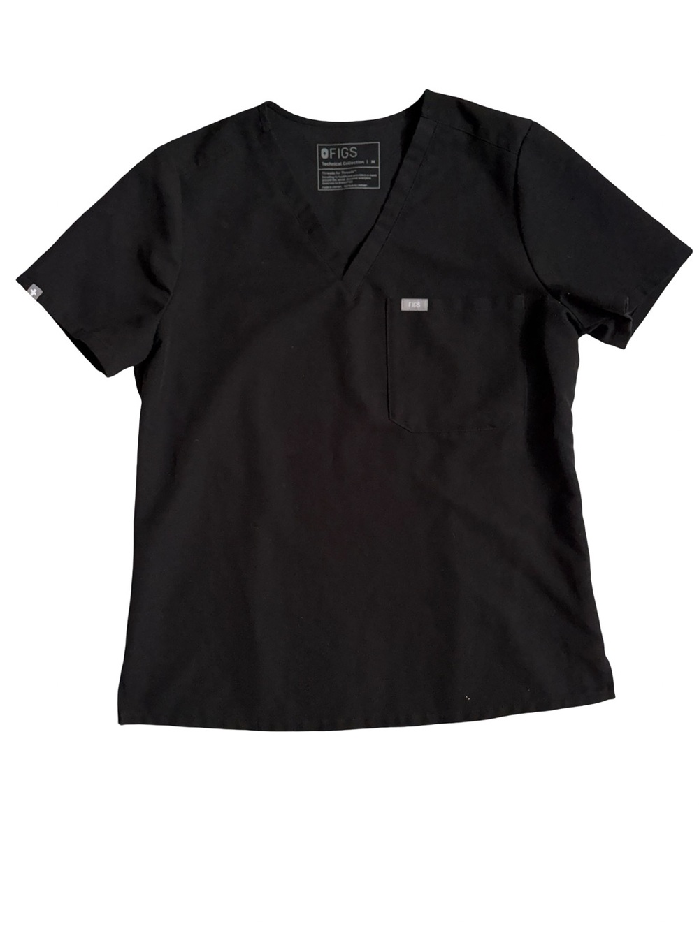 Figs Classic Black Catarina One Pocket Scrub Top Medium M